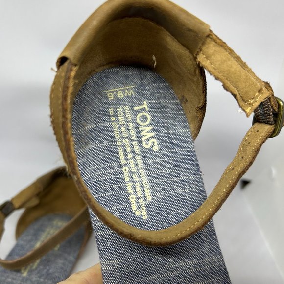 Toms Chambray Denim Sienna Open Toe Flat Sandal W9.5 - Picture 12 of 12
